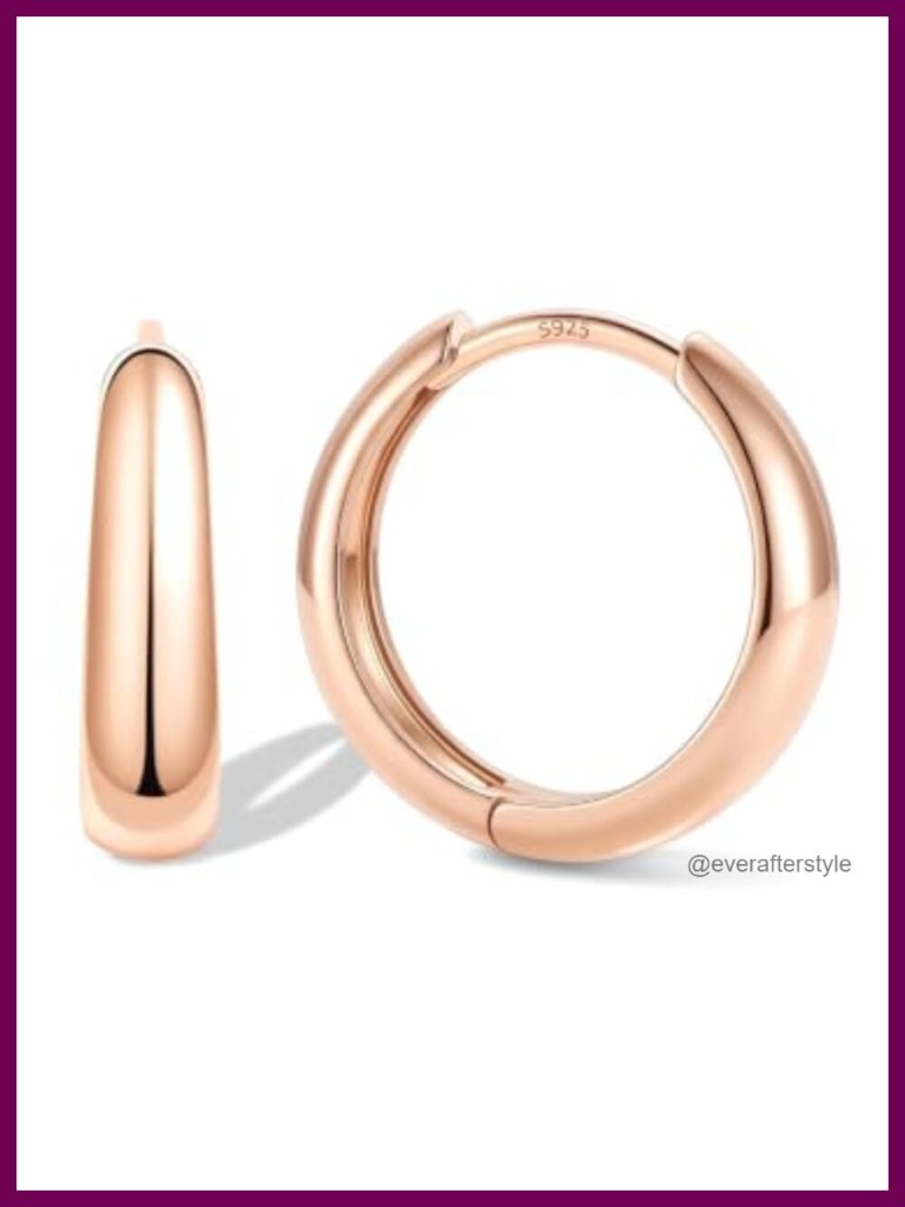14K Rose Gold Plated Huggie Hoop Earrings with 925 Sterling Silver Post